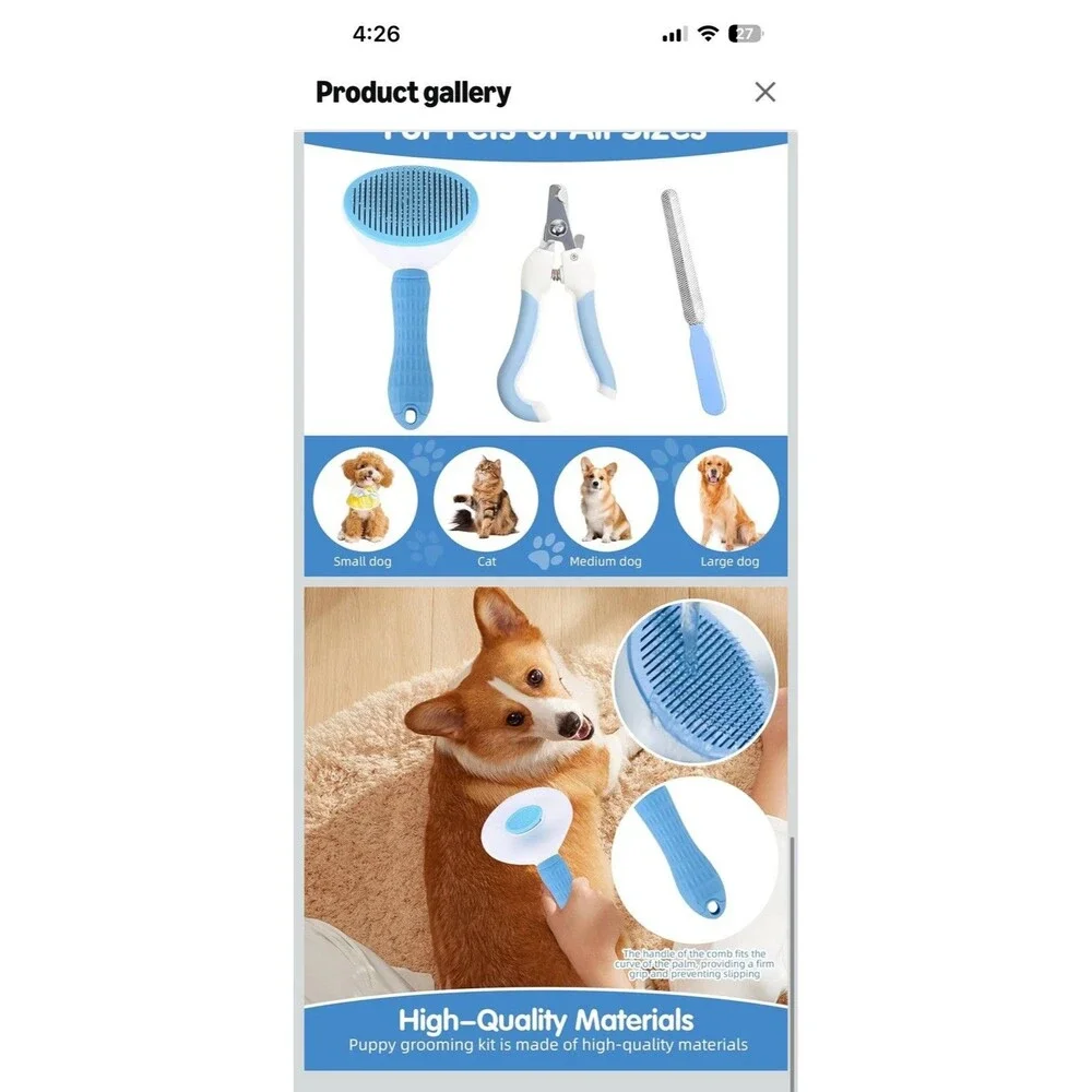 Pet Grooming Brush Nail Clipper FileFor Pet, Stainless Steel,NEW